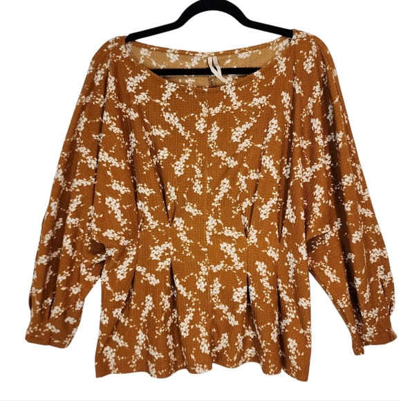 Anthropologie Amber Dolman Sleeve Blouse Floral Pleated Waist Fit & Flare sz Md - Picture 2 of 10